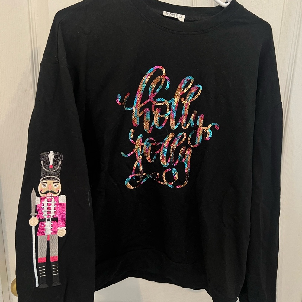Black Holly Jolly Sweatshirt with Nutcracker Design